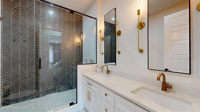 Bathroom, Dual Sink Vanities, Glass Shower, Interior