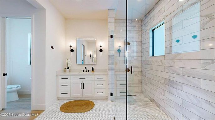 Bathroom, Dual Sink Vanities, Glass Shower, Interior