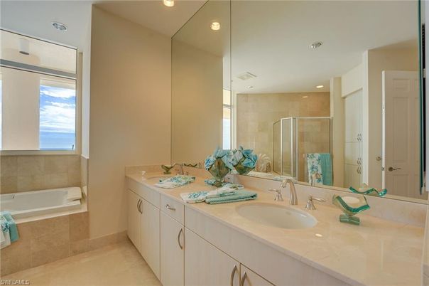 Bathroom, Dual Sink Vanities, Glass Shower, Interior, Recessed Lighting