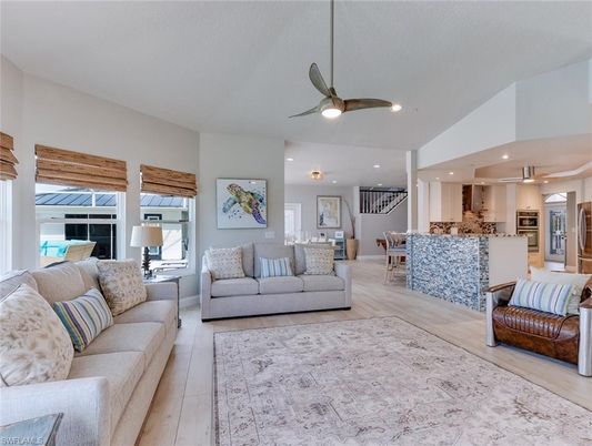Interior, Kitchen, Living room, Recessed Lighting, Stainless Steel Appliances, Wood Texture Flooring