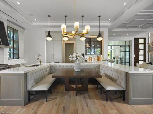 Interior, Kitchen, Pendant Lights, Recessed Lighting, Wood Texture Flooring