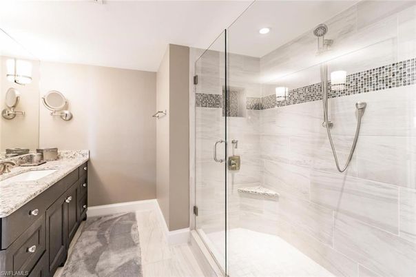 Bathroom, Glass Shower, Interior, Recessed Lighting