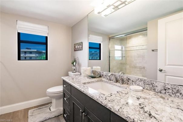 Bathroom, Glass Shower, Interior, Wood Texture Flooring