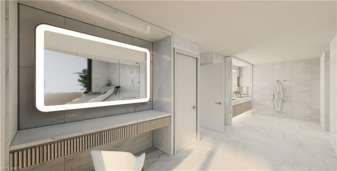 Bathroom, Free Standing Baths, Glass Shower, Interior, Marble, Marble Walls