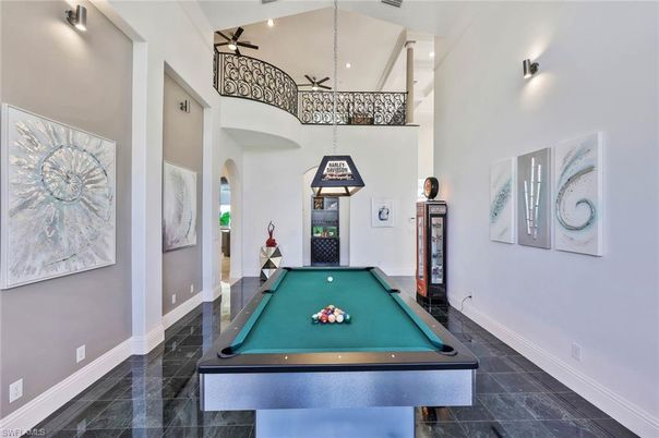 Billiard Table, Game Room, Interior, Pendant Lights, Recessed Lighting
