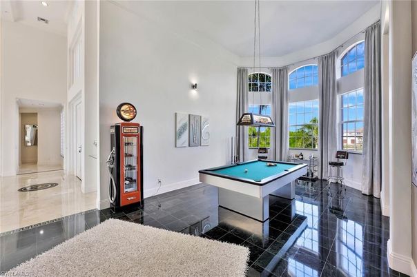 Billiard Table, Game Room, Interior, Pendant Lights