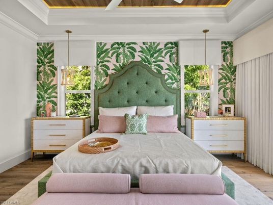 Bedroom, Interior, Pendant Lights, Wooden Ceilings, Wood Texture Flooring