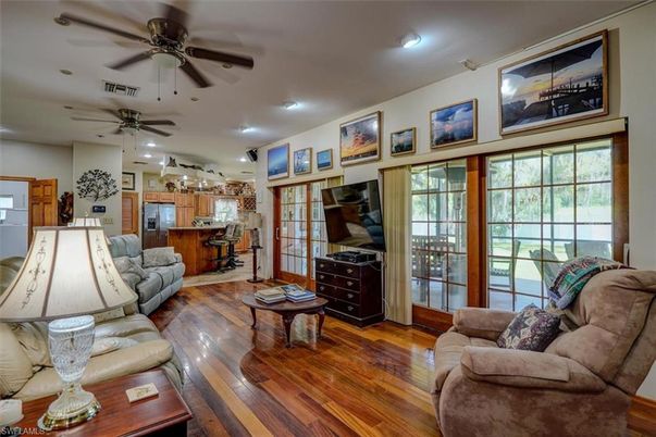 Interior, Kitchen, Living room, Recessed Lighting, Wood Texture Flooring