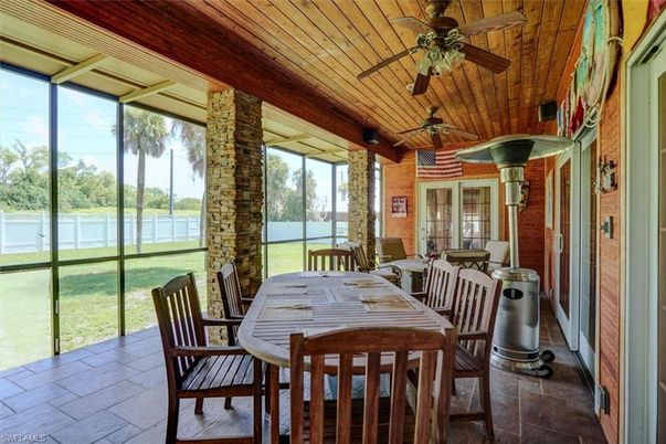 Dining room, Interior, Sun Room, Water, Wooden Ceilings