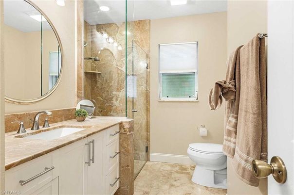 Bathroom, Glass Shower, Interior, Recessed Lighting