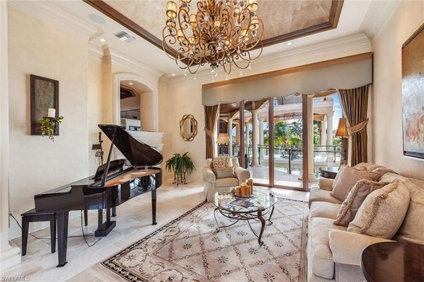 Chandelier, Interior, Living room, Piano, Recessed Lighting