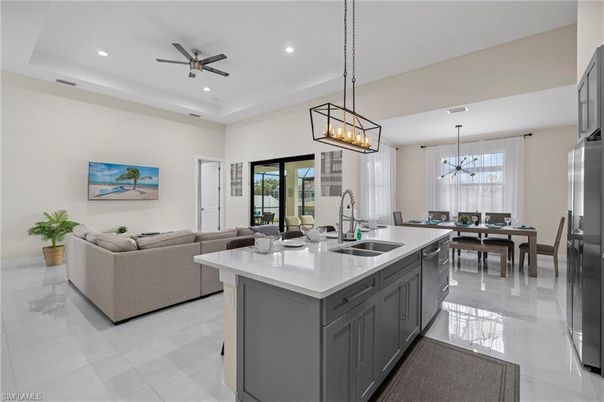 Dining room, Interior, Kitchen, Living room, Pendant Lights, Recessed Lighting