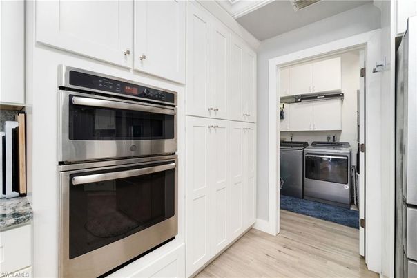 Interior, Kitchen, Stainless Steel Appliances, Washer, Wood Texture Flooring