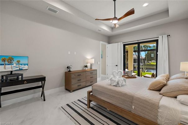 Bedroom, Interior, Marble, Recessed Lighting