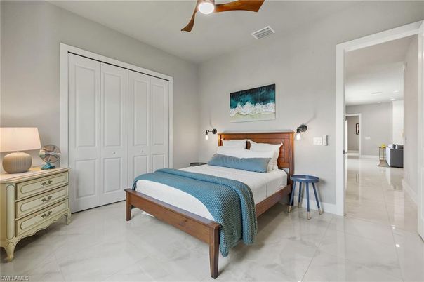 Bedroom, Interior, Marble, Recessed Lighting