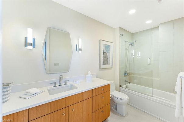 Bathroom, Dual Sink Vanities, Glass Shower, Interior, Recessed Lighting