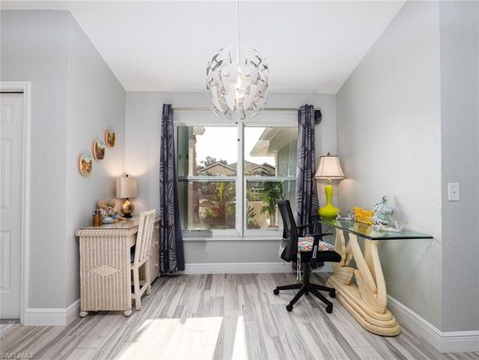 Chandelier, Home Office, Interior, Pendant Lights, Wood Texture Flooring