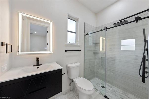 Bathroom, Glass Shower, Interior, Recessed Lighting