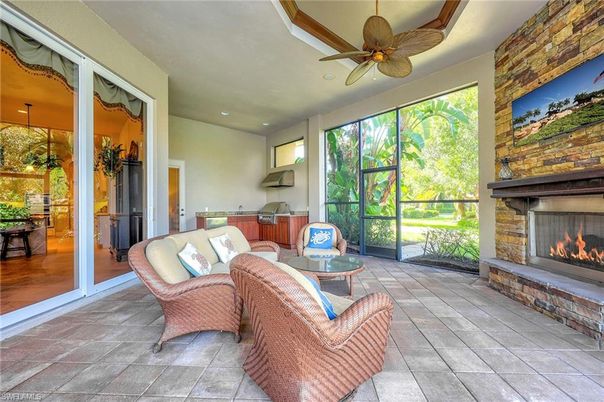 Fireplace, Interior, Living room, Recessed Lighting, Stone Walls