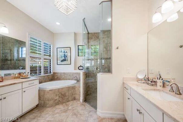 Bathroom, Dual Sink Vanities, Glass Shower, Interior, Recessed Lighting