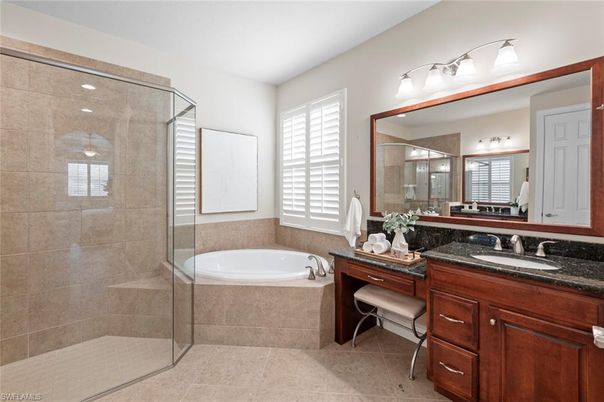 Bathroom, Dual Sink Vanities, Glass Shower, Interior