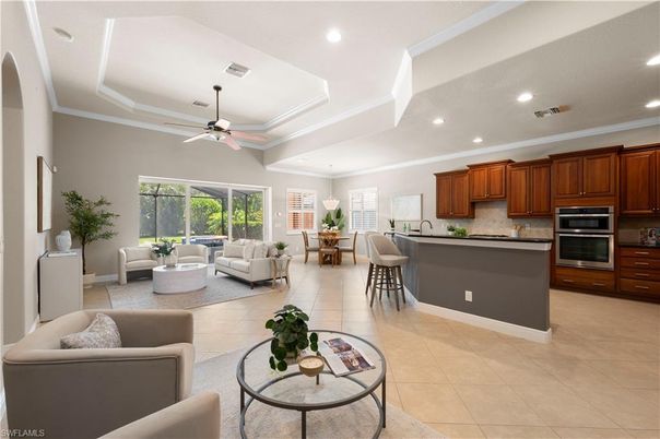 Dining room, Interior, Kitchen, Living room, Recessed Lighting, Stainless Steel Appliances