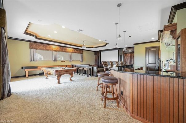 Billiard Table, Game Room, Interior, Pendant Lights, Recessed Lighting