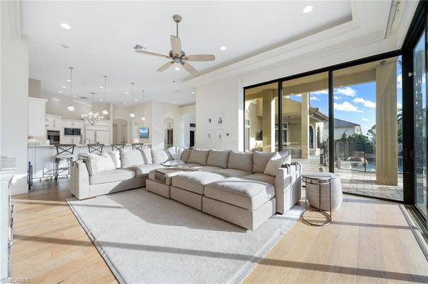 Interior, Kitchen, Living room, Pendant Lights, Recessed Lighting, Stainless Steel Appliances, Wood Texture Flooring