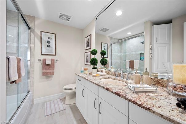 Bathroom, Dual Sink Vanities, Glass Shower, Interior, Recessed Lighting
