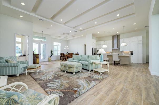 Dining room, Interior, Kitchen, Living room, Pendant Lights, Recessed Lighting, Wood Texture Flooring