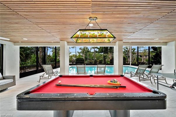 Billiard Table, Game Room, Interior, Pendant Lights