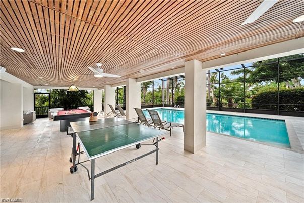 Billiard Table, Game Room, Interior, Pool, Recessed Lighting, Wooden Ceilings, Wood Texture Flooring