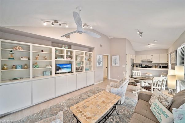 Dining room, Interior, Kitchen, Living room, Recessed Lighting, Stainless Steel Appliances, Wood Texture Flooring