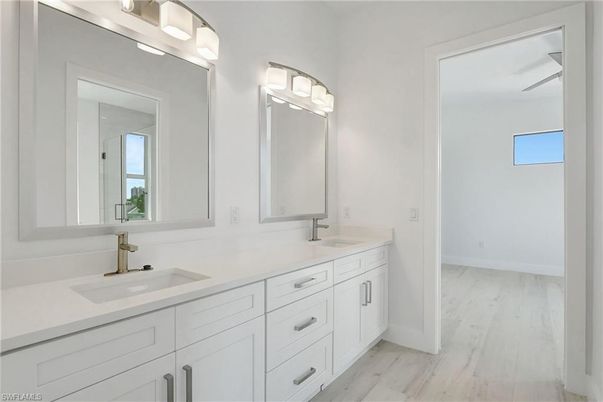 Bathroom, Dual Sink Vanities, Interior, Wood Texture Flooring