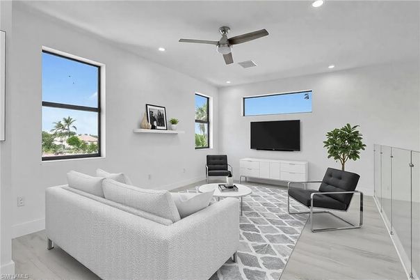 Interior, Living room, Recessed Lighting, Wood Texture Flooring
