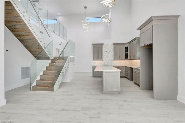 Interior, Kitchen, Pendant Lights, Recessed Lighting, Wood Texture Flooring