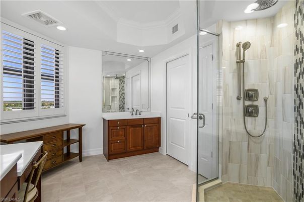 Bathroom, Glass Shower, Interior, Recessed Lighting