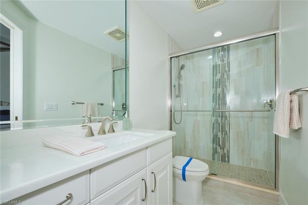 Bathroom, Glass Shower, Interior, Recessed Lighting