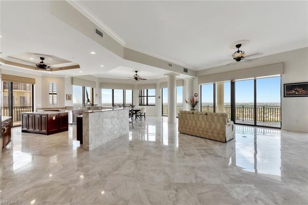 Interior, Kitchen, Living room, Marble, Recessed Lighting