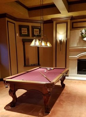 Billiard Table, Fireplace, Game Room, Interior, Pendant Lights