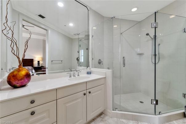 Bathroom, Dual Sink Vanities, Glass Shower, Interior, Recessed Lighting