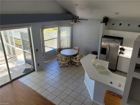 Dining room, Interior, Kitchen, Stainless Steel Appliances, Wood Texture Flooring