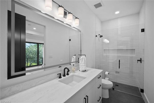 Bathroom, Glass Shower, Interior, Recessed Lighting