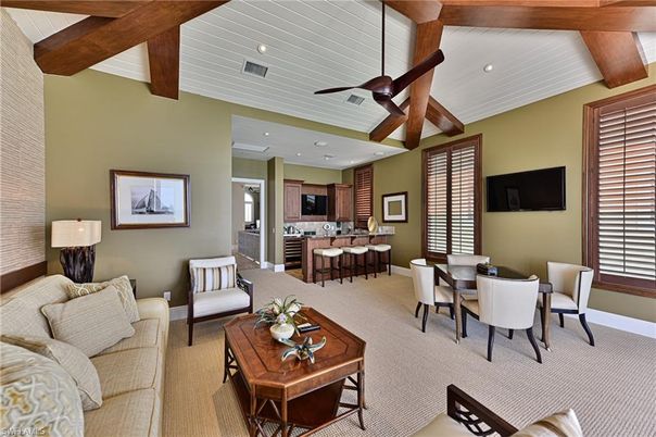 Dining room, Interior, Kitchen, Living room, Recessed Lighting, Wooden Beams