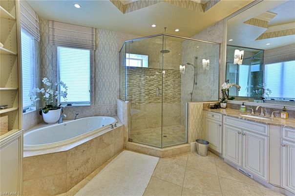 Bathroom, Glass Shower, Interior, Recessed Lighting