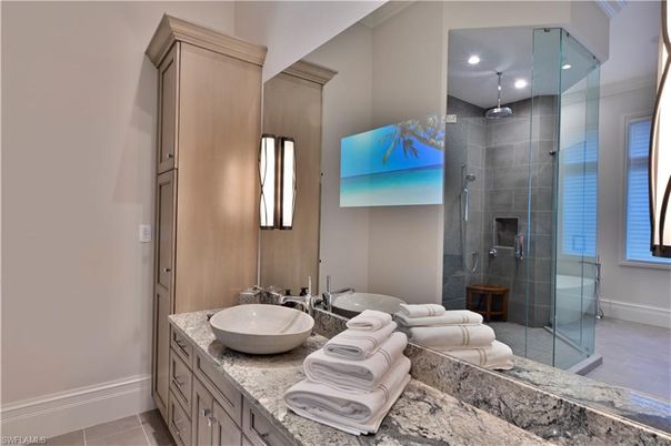 Bathroom, Dual Sink Vanities, Glass Shower, Interior, Recessed Lighting