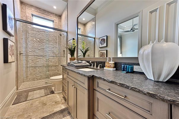 Bathroom, Glass Shower, Interior, Recessed Lighting