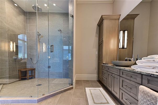 Bathroom, Dual Sink Vanities, Glass Shower, Interior, Recessed Lighting