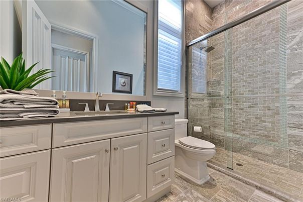 Bathroom, Glass Shower, Interior, Stone Walls