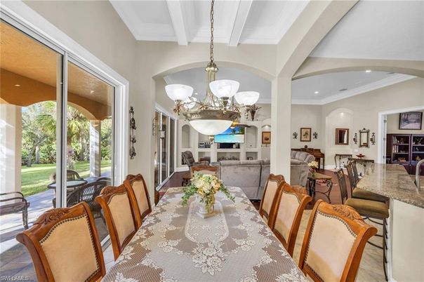 Chandelier, Dining room, Fireplace, Interior, Living room, Recessed Lighting